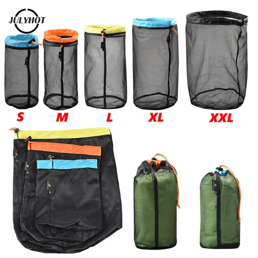 

1/5pcs Outdoor Camping Ultralight Mesh Bag Sport Hiking Climbing Drawstring Storage Bag Clothes Organizer Sac De Rangement 보관 가방