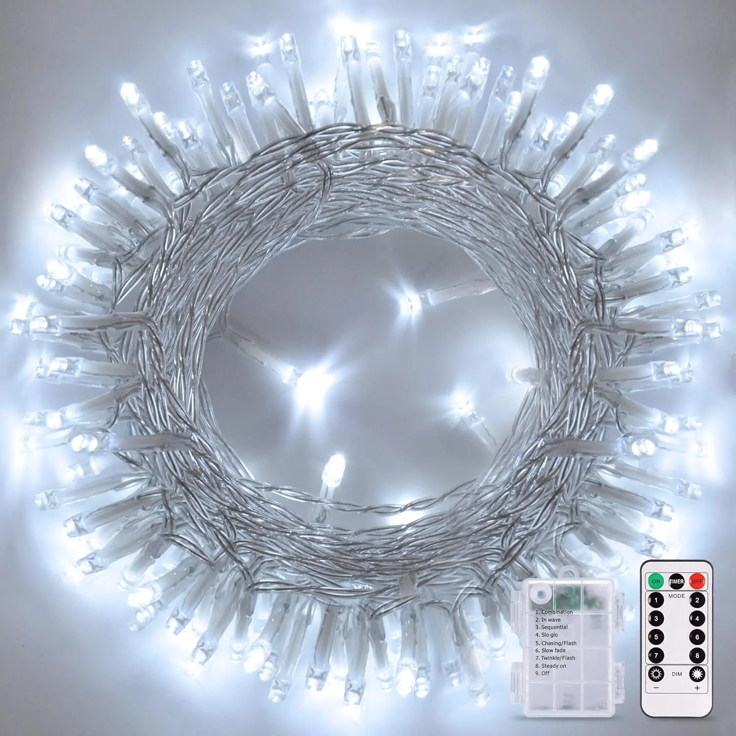 8 Modes Remote Christmas Lights Outdoor 80 LED Battery Power String Lights Waterproof Twinkle Fairy Mini Lights with Indoor