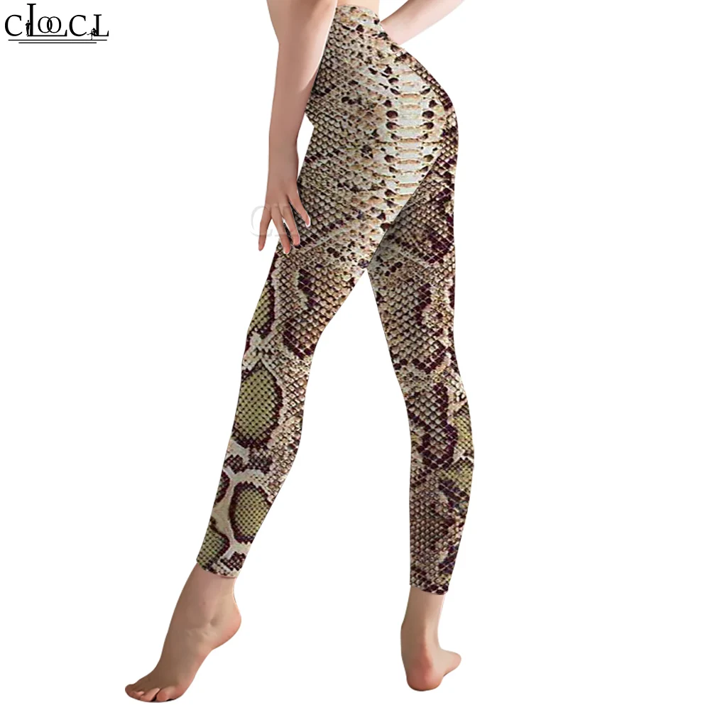 Cloocl sexy moda pele de cobra impressão leggings femininas impressão 3d leggings feminino ginásio treinamento yoga calças esportivas