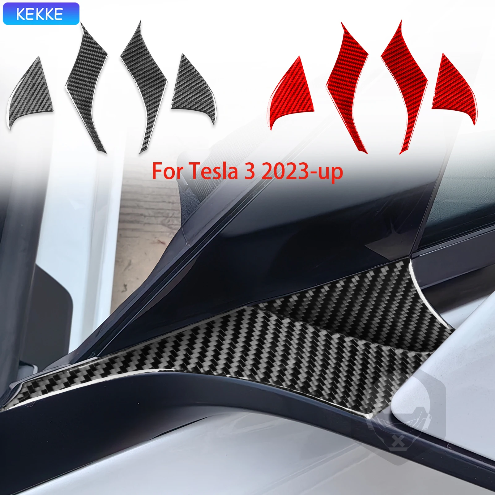 

For Tesla 3 2023-up Rear view mirror pillar Soft Carbon Fiber Decorative Car Exterior Accessories Stickers