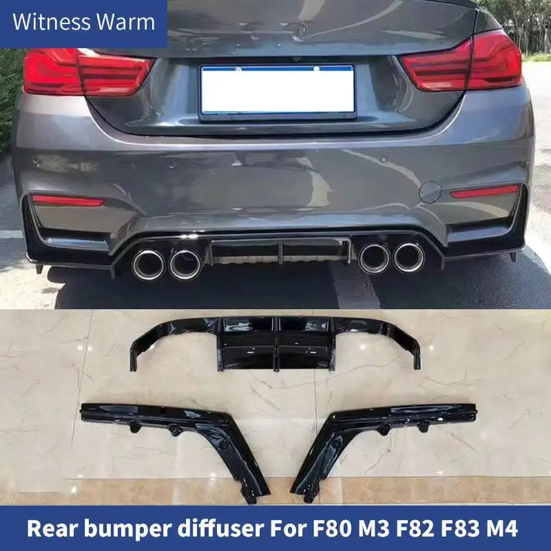 

Автомобильный 3 шт./компл., глянцевый черный диффузор из АБС-пластика, диффузор для заднего бампера с разветвителями для BMW F80 M3 F82 F83 M4 2014-2017 Convertible