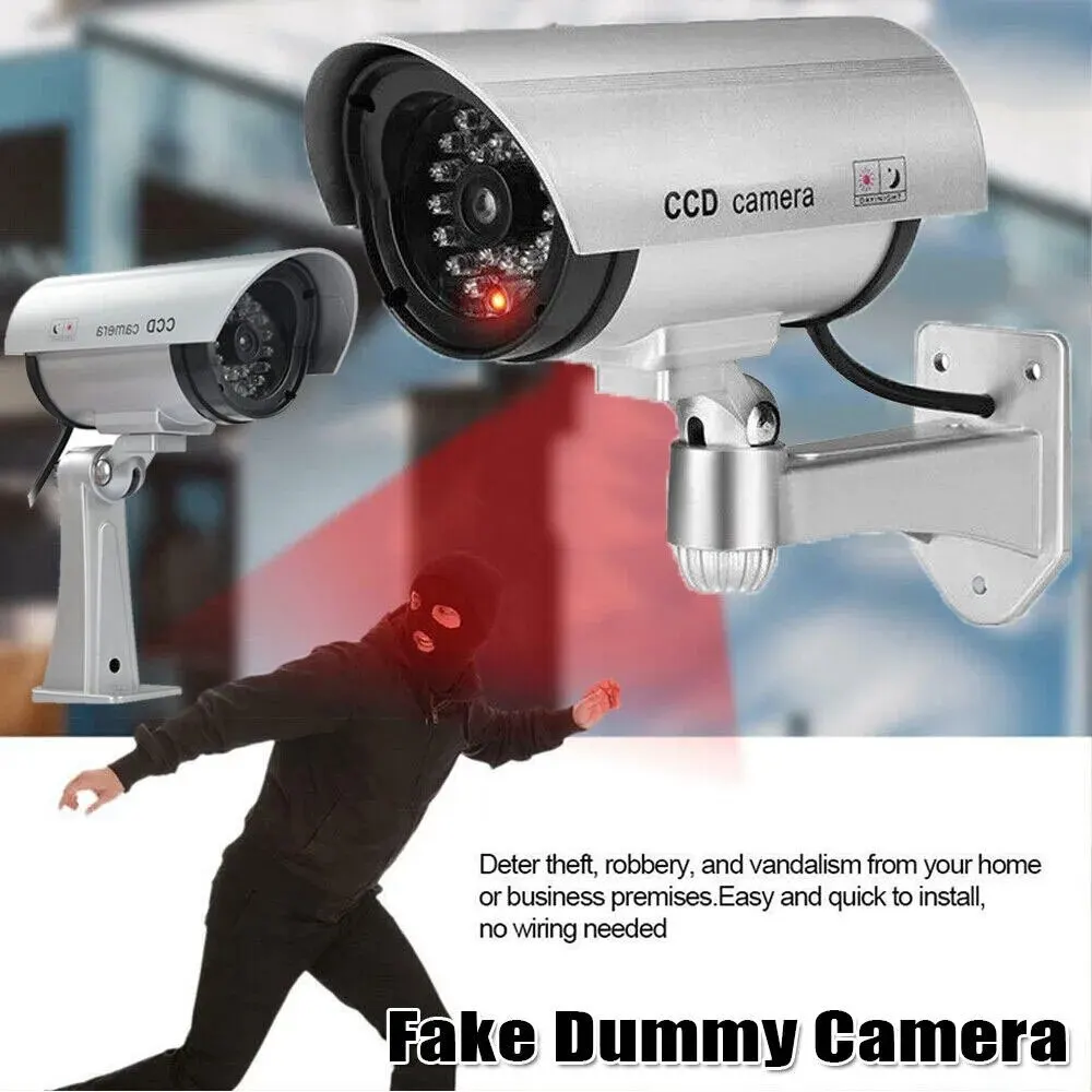 Security Fake Dummy Camera Home Office Imitation CCTV Security Flashing IR Red LED Waterproof Outdoor Indoor Black Silver