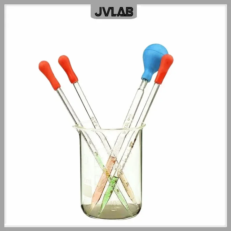 Glass Volumetric Pipette Graduated Transfer Straw Dropper Lab Glass Measuring Pipets Color Ring Volume 1 2 3 5 10mL Length 20cm