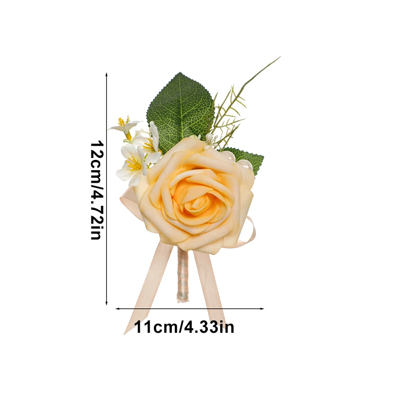 Boutonniflowers กุหลาบประดิษฐ์ช่อดอกไม้ผ้าไหมเจ้าบ่าวอุปกรณ์งานแต่งงานของผู้ชายที่สวยงาม