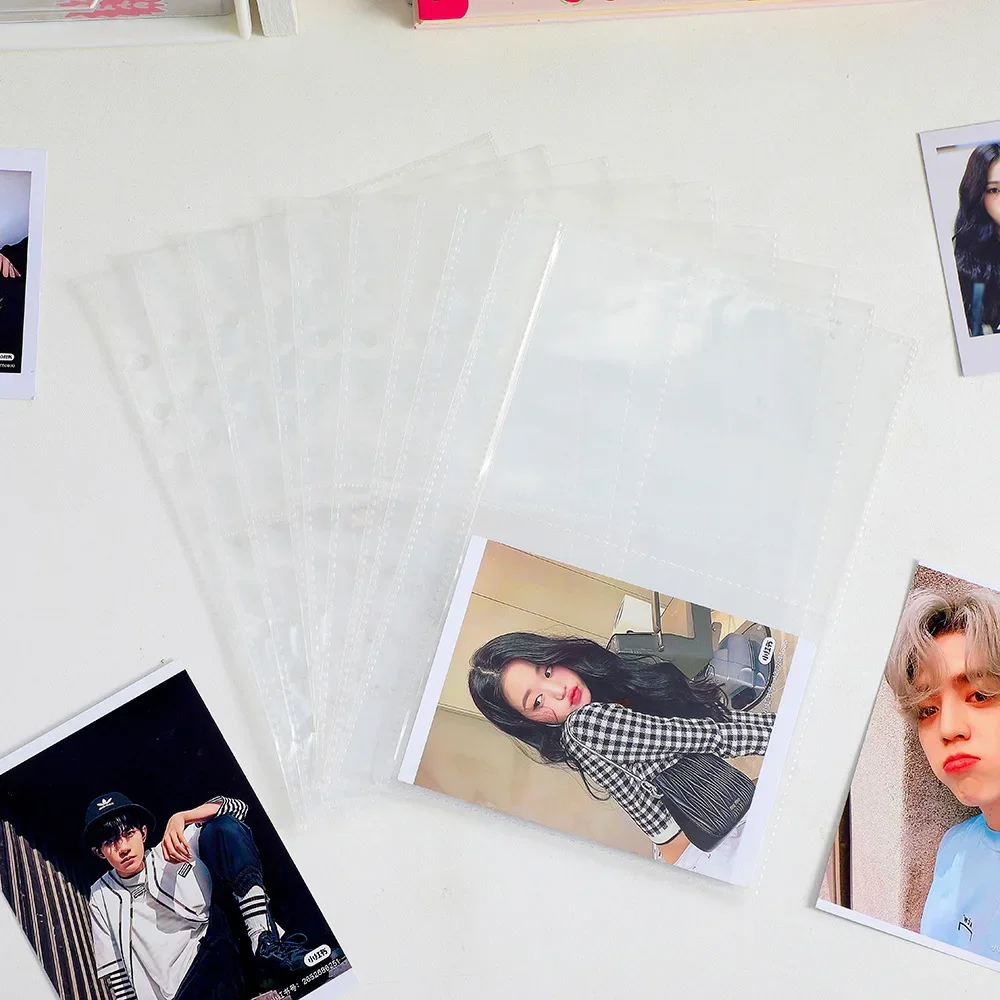 10pcs A5 Binder Sleeves 1/2/4 Pockets Transparent Kpop Photocard Album Binder Laser Refill Inner Sleeves Picture Holder Storage