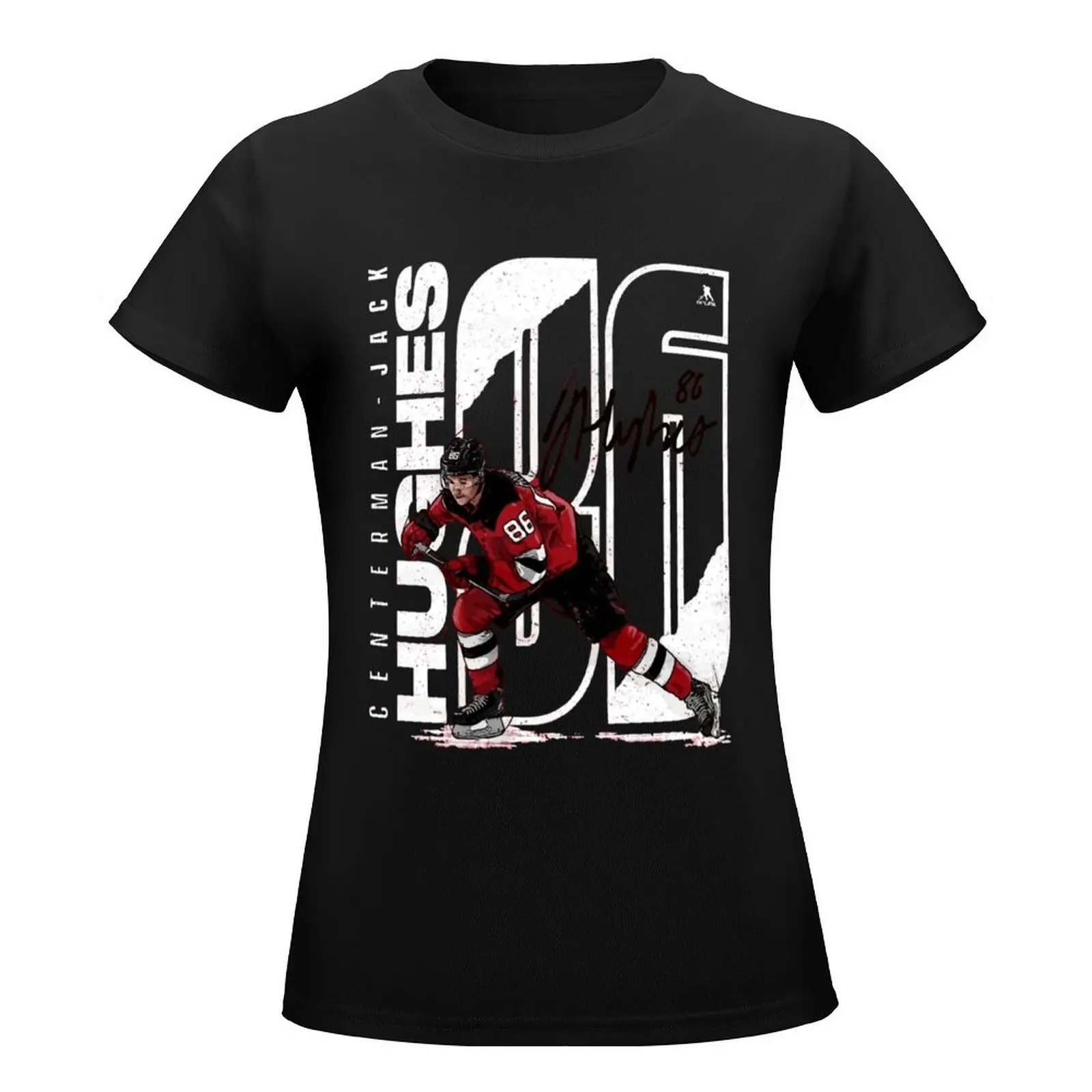 Jack Hughes New Jersey Hockey T-Shirt Blouse Short sleeve tee hippie clothes t shirt dress Women