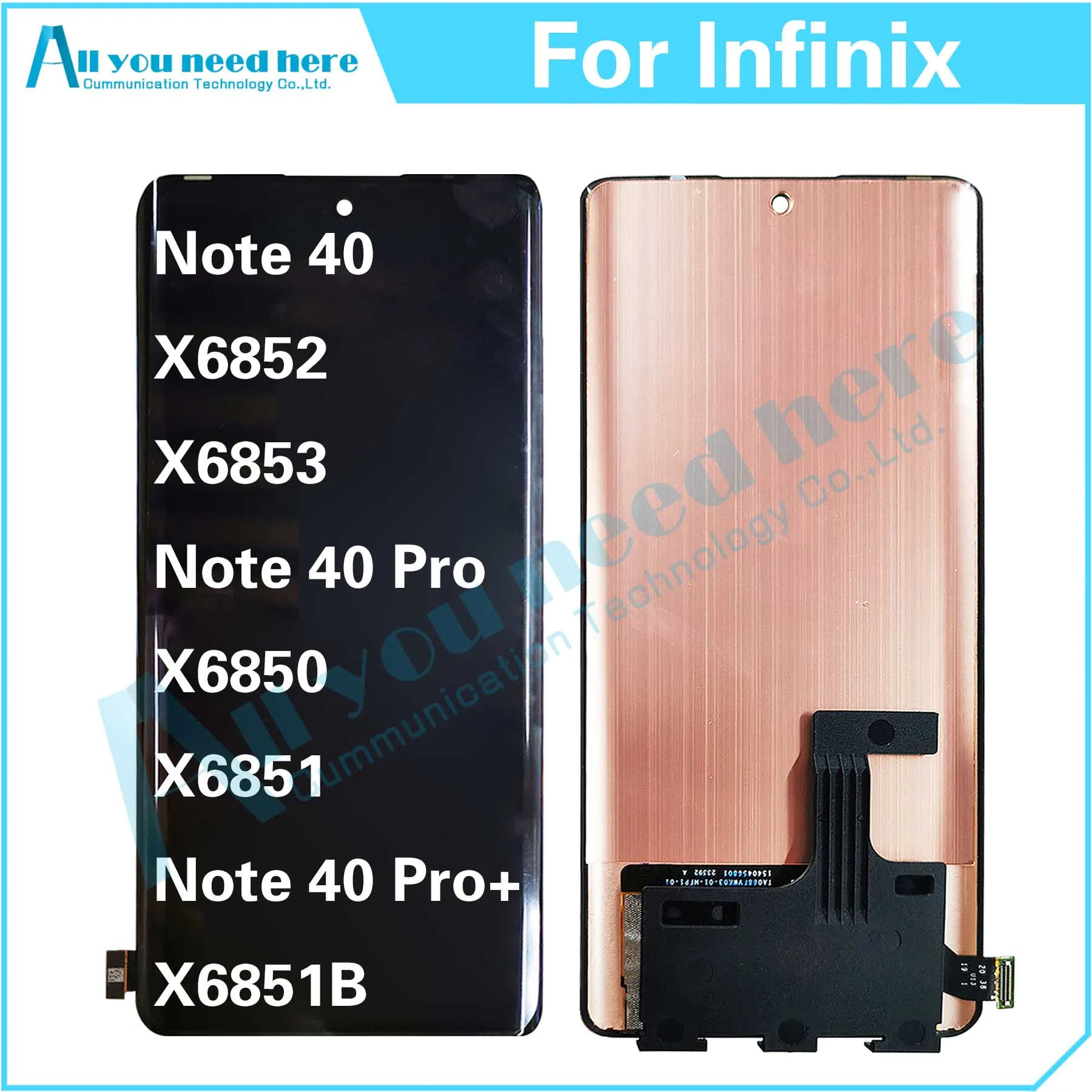 

For Infinix Note 40 Pro + X6853 X6852 X6850 X6851 X6851B LCD Display Touch Screen Digitizer Assembly Repair Parts Replacement