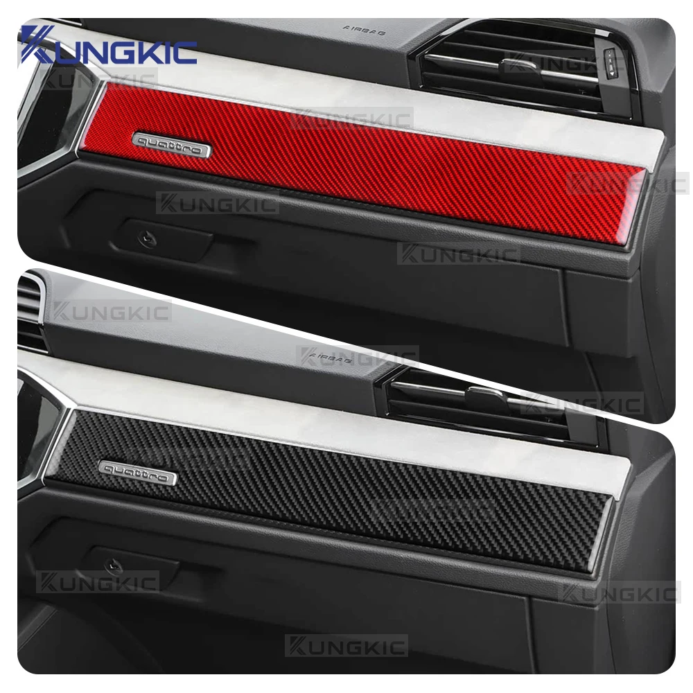

Sticker for Audi Q3 F3 2019 2020 2021 2022 2023 2024 2025 LHD RHD Car Real Soft Carbon Fiber Center Console Co-Pilot Strip Trim