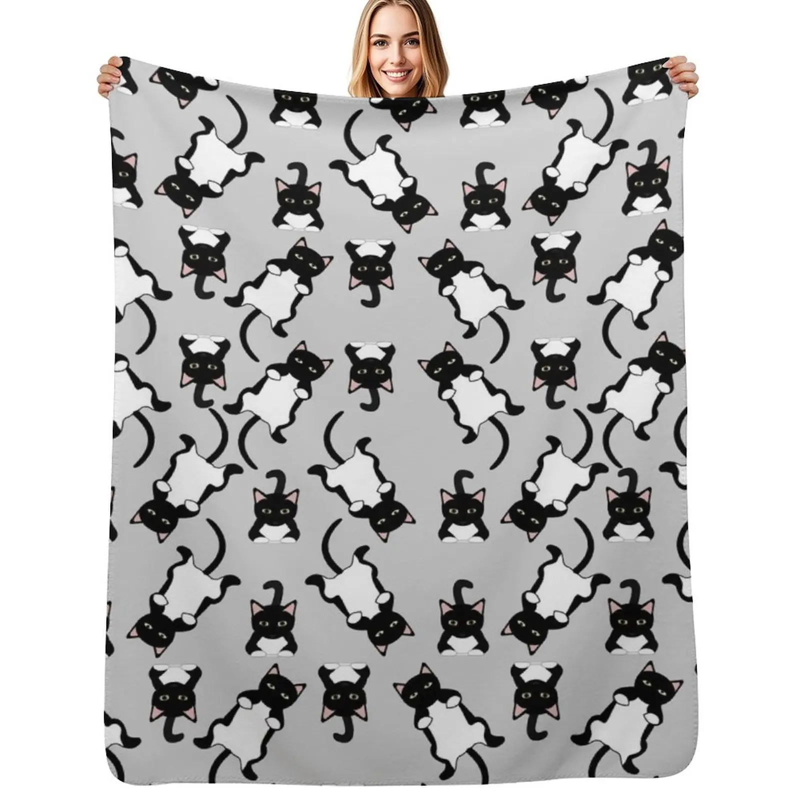 

Lazy cat pattern, cats Throw Blanket Plush Fuzzy Cozy Blanket for Couch Sofa