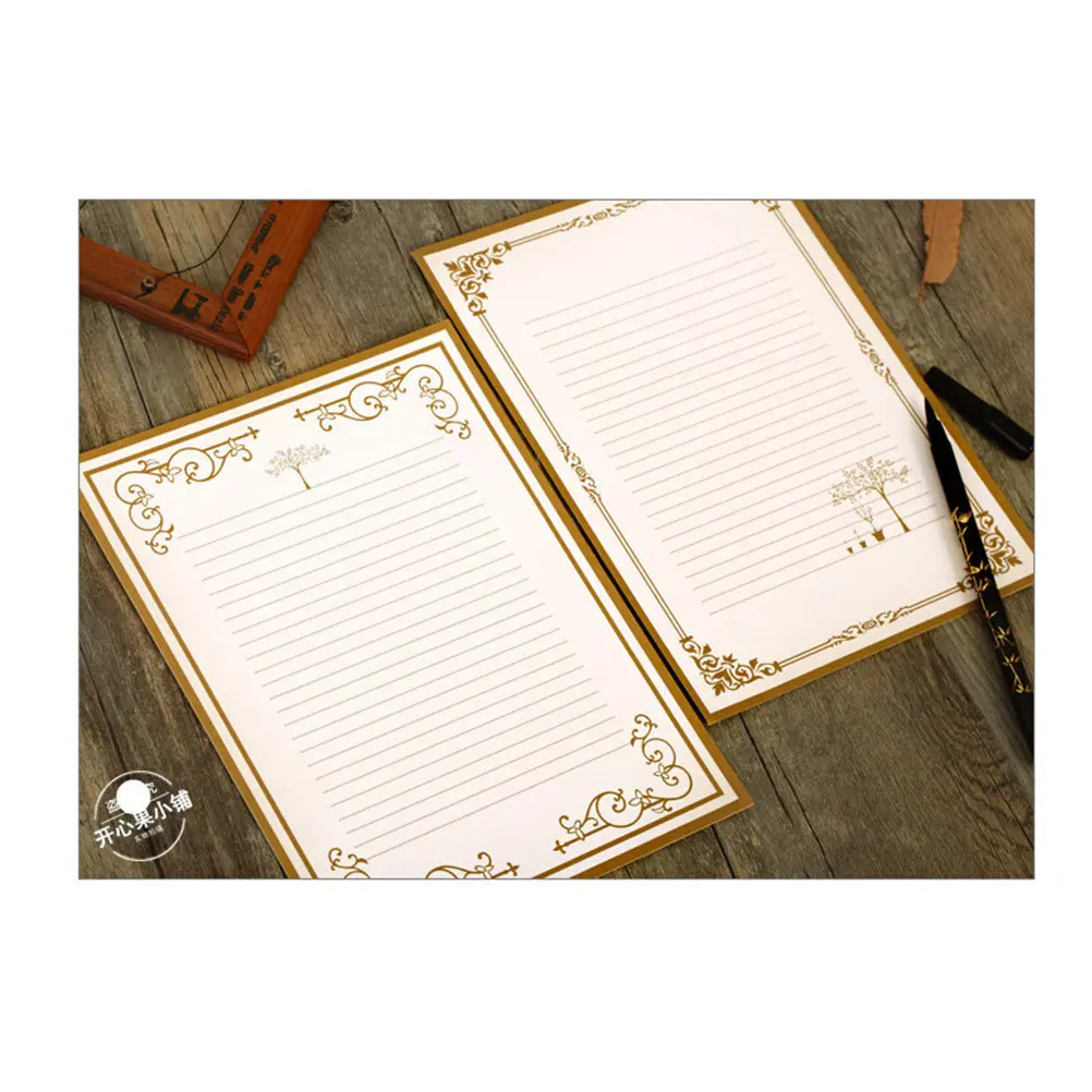 8Pcs Decorative Stationery Paper For Love Letter Writing Paper Craft Maker Vintage Kraft Set Retro Floral Sheets