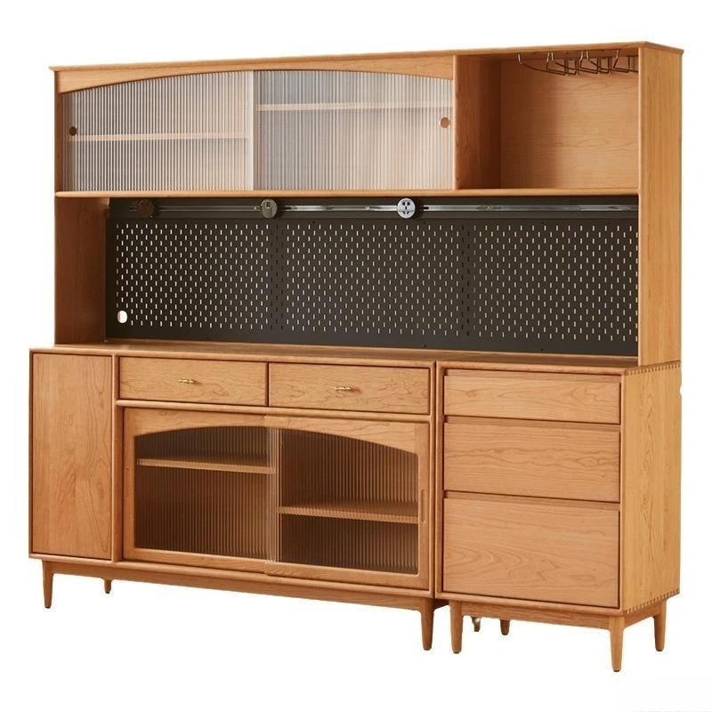 Nordic simple cherry wood sideboard, kitchen living room sideboard, home against the wall, Japanese tea storage