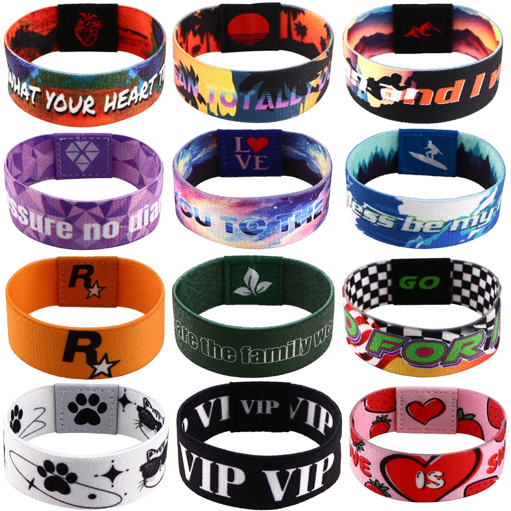 Cartoon Cat Strawberry Pattern  Stretch Wristband Bracelet Men Women Sport Wide Band Bangles Armband Fashion Accessories Gifts