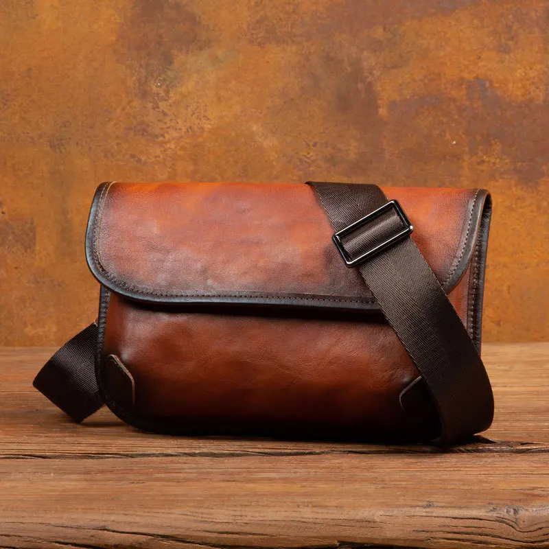 

Men's Genuine Leather Messenger Bag Top Layer Cowhide Shoulder Bag Casual Clutch Vegetable Tanned Leather Satchel Bag