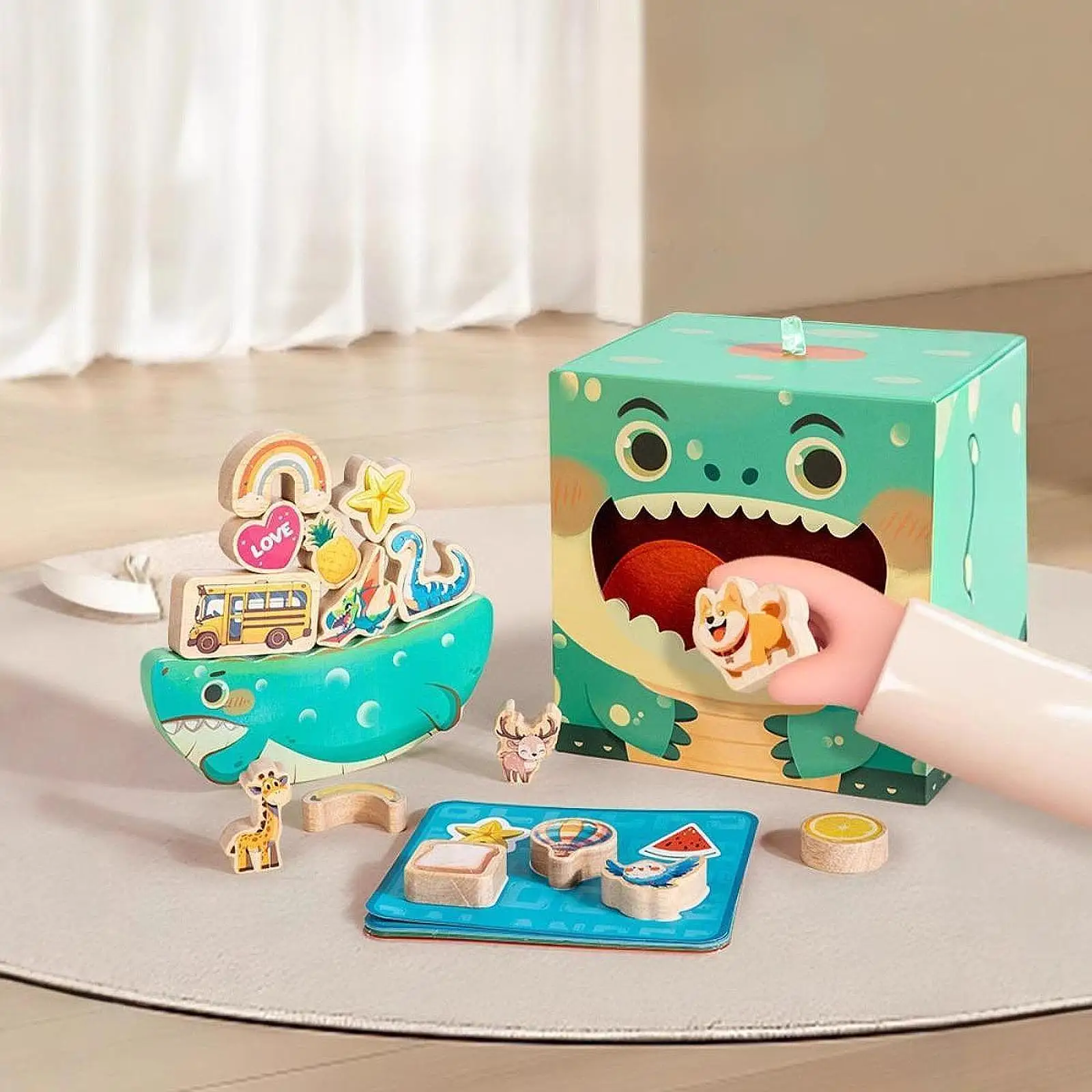 مكعبات خشبية للتكديس، لعبة سفر، لعبة بناء خشبية على شكل حيوانات لتنمية المهارات الحركية الدقيقة للأطفال، هدايا للأولاد والبنات في العطلات وأعياد الميلاد