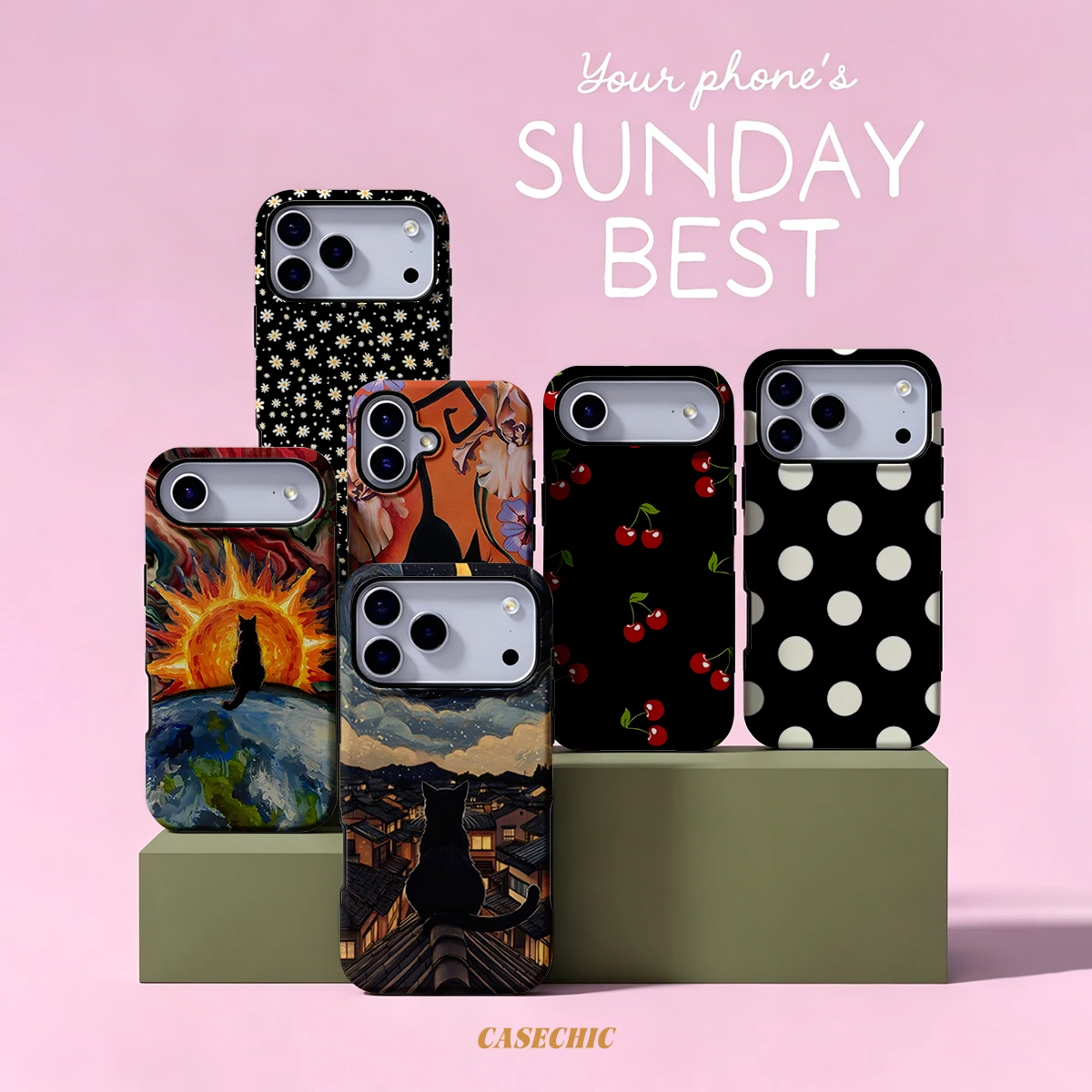 

Black Cat Starry Night For Case For iPhone 17 16 15 14 Plus 13 Pro Max Shockproof Hard PC Flower Cover