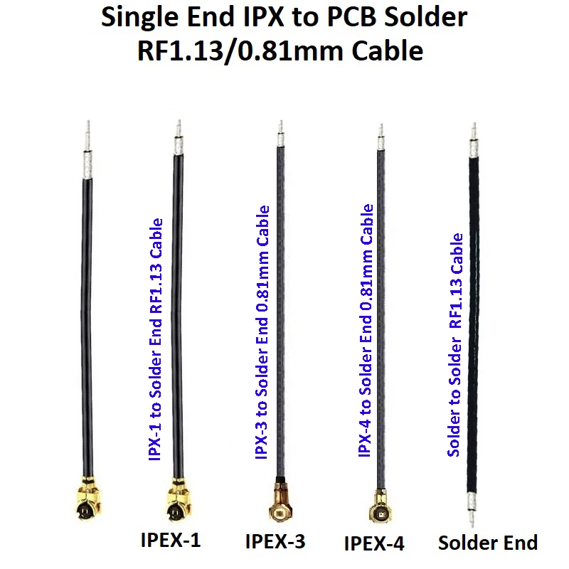 RF1.13/0.81mm Single End U.fl IPX IPEX1 IPEX3 IPEX4 Female Jack to PCB Solder Open End Pigtail Jumper Antenna Extension Cable