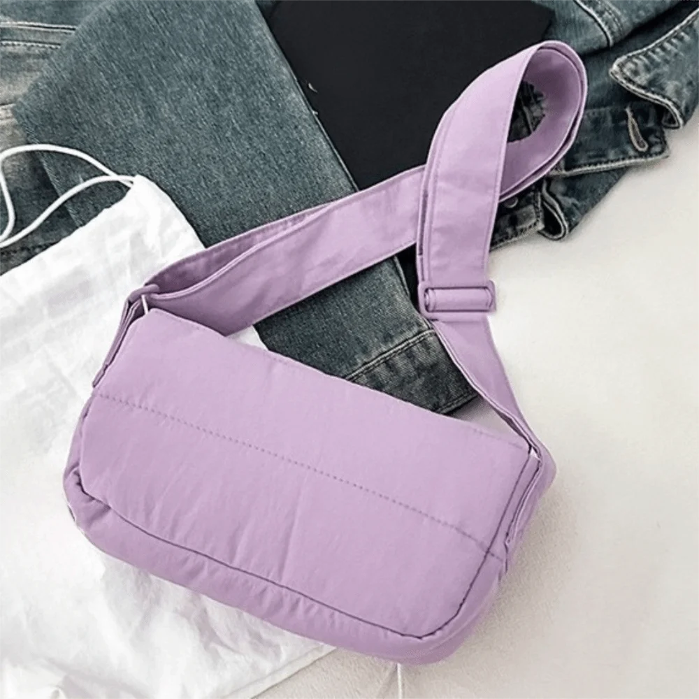 

Elegant Macaron Crossbody Bag Multifunctional Simple Portable Small Phone Bag Solid Color Lightweight Nylon Shoulder Bag Autumn