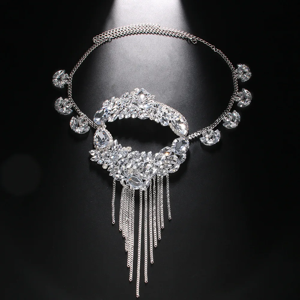 New Tassel Rhinestone Mask for Costume Parties Fully Embellished with Rhinestones European Style Accessories Party Cosplay Props