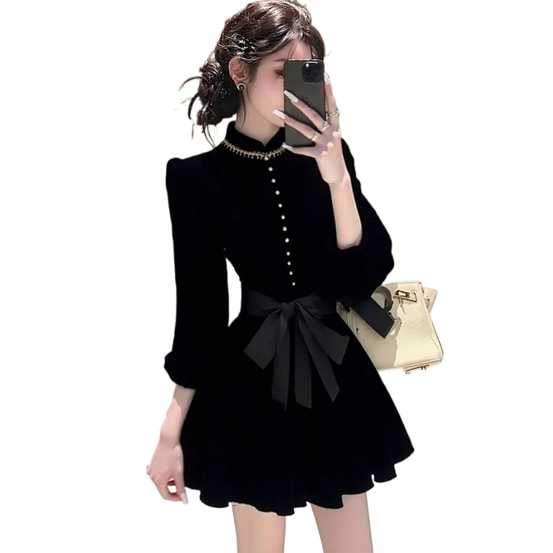 

Большой размер, бархатное платье Майяра для дочки, женское бархатное платье Хепберн, модная темпераментная юбка на шнуровке на талии, 95 кг