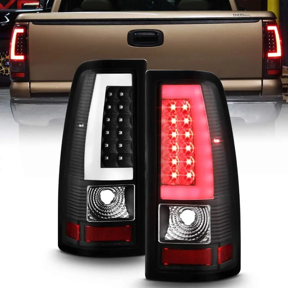 

- For 2003-2006 Chevy Silverado 1500 2500 3500 Black Housing LED [Light Bar] Tail Lights Brake Lamps Set Assembly