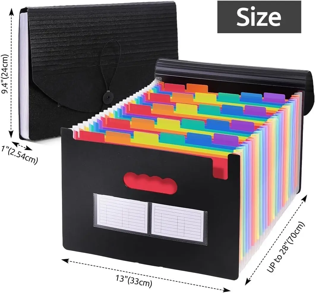 26 Pocket Accordion File Organizer with Label Stickers, Expanding Folder for A4 & Letter Size Paper, Document Organizer for Home Office School view 2