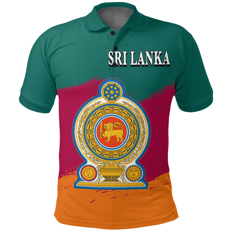 Sri Lanka Map Asia Country Flag Graphic Polo Shirt For Men Clothing 2024 Summer Sportswear Fitness Gym Tops Tee Shirts Lapel 4XL