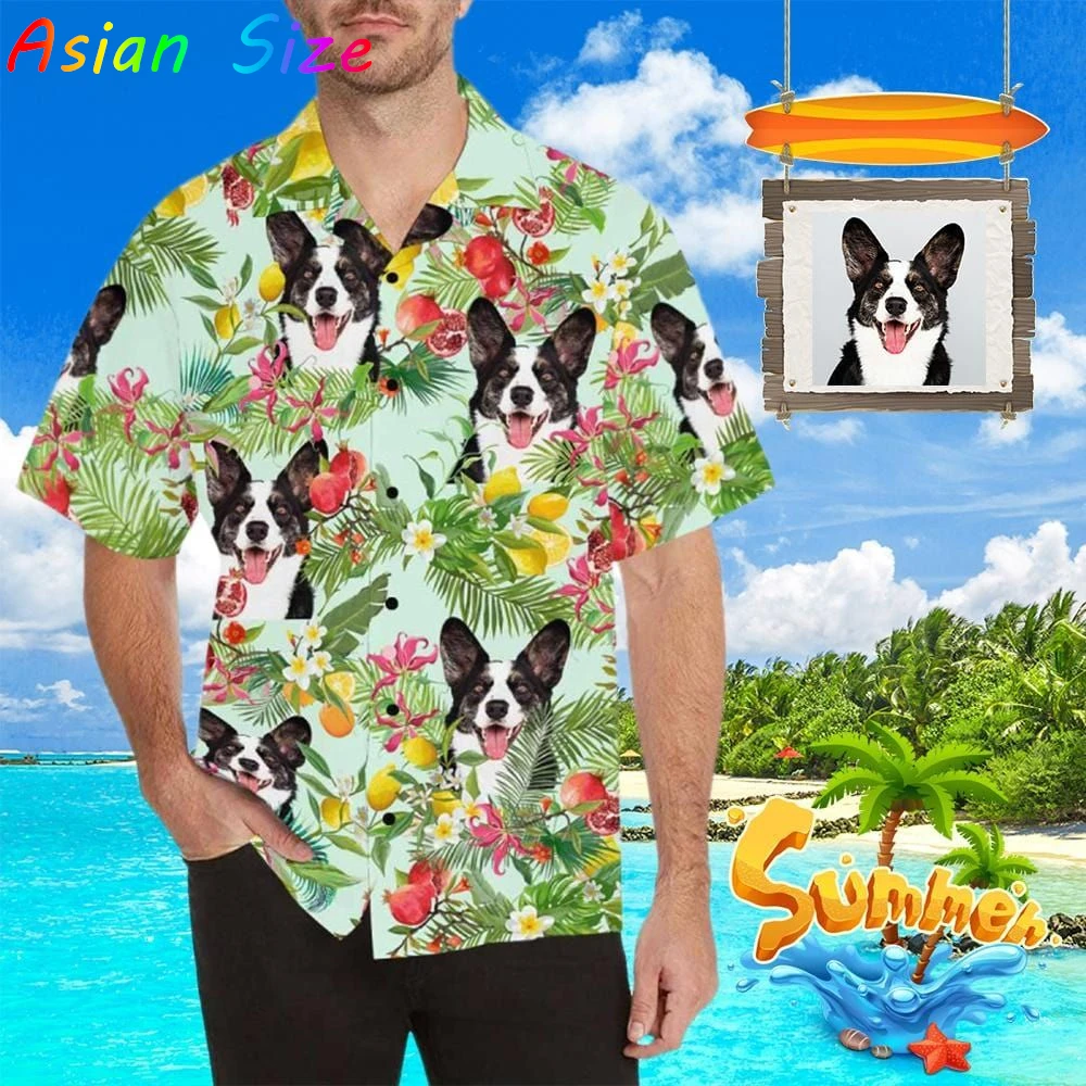 Camisas de playa tropicales hawaianas personalizadas, Camisa hawaiana con botones de diseño de cara Diy, fotos personalizadas, blusas femeninas, Camisa informal Unisex