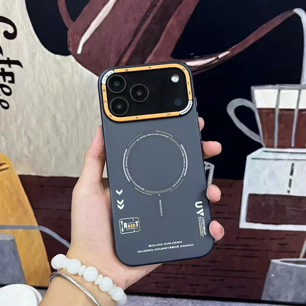 

New For iPhone 17Pro Max 16Pro 15Pro Max 16 Plus 15 Plus For Magsafe Wireless Charge Frosted Metal Lens Frame Buttons Back Cover