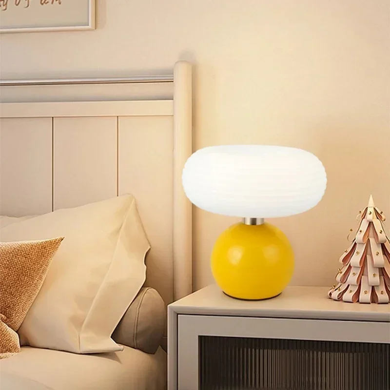 

Dimmable Desk Mushroom Night Light USB LampTouch Switch Bedroom Bedside Lamp Eye Protection Learning Rechargeable Table Lighting