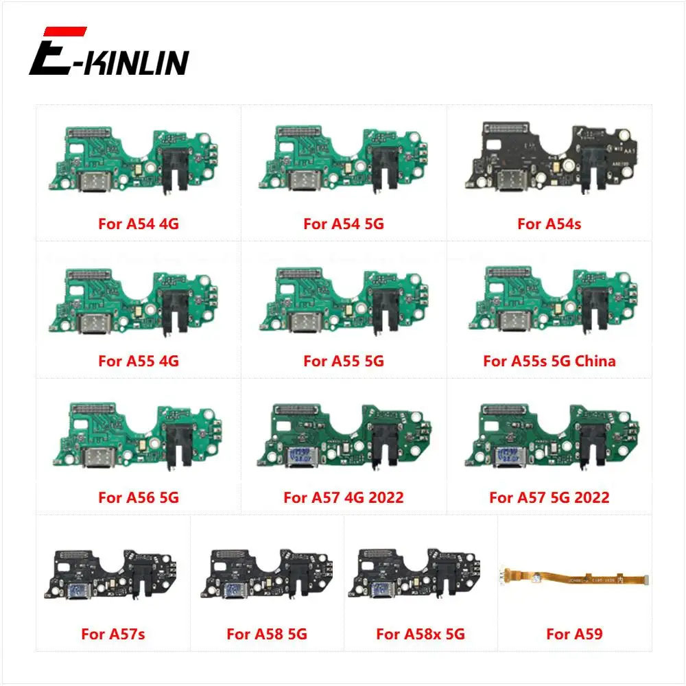 Caricabatterie USB Dock di ricarica Dock Port Board con cavo flessibile Mic per OPPO A54 A54s A55 A55s A56 A57 A57s A58 A58x A59 4G 5G 2022