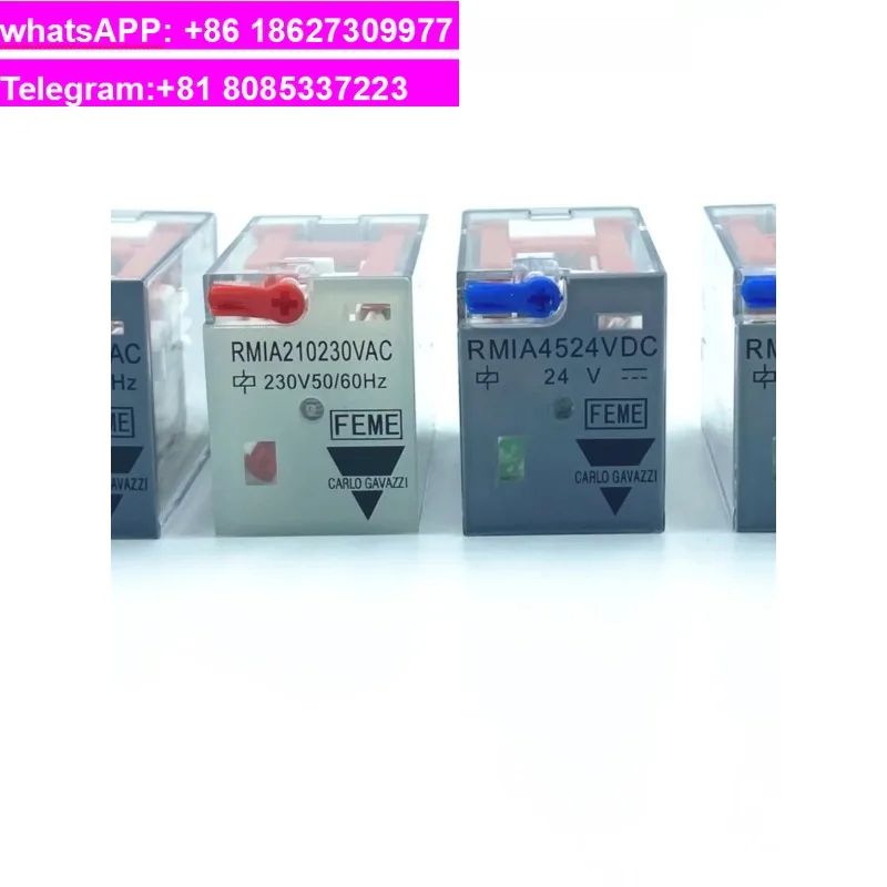 Industrial 8 Pin 14 Pin Intermediate Power Relay, CARLOGAVAZZI RMIA4524DC RMIA21024DC 2PCS Set, DIN Rail Mount
