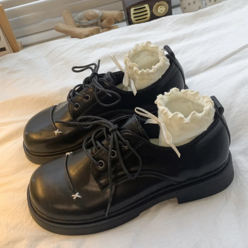 

Модные женские туфли-лодочки, новые милые туфли на низком каблуке для косплея для девочек, толстые повседневные туфли на массивной платформе с квадратным носком