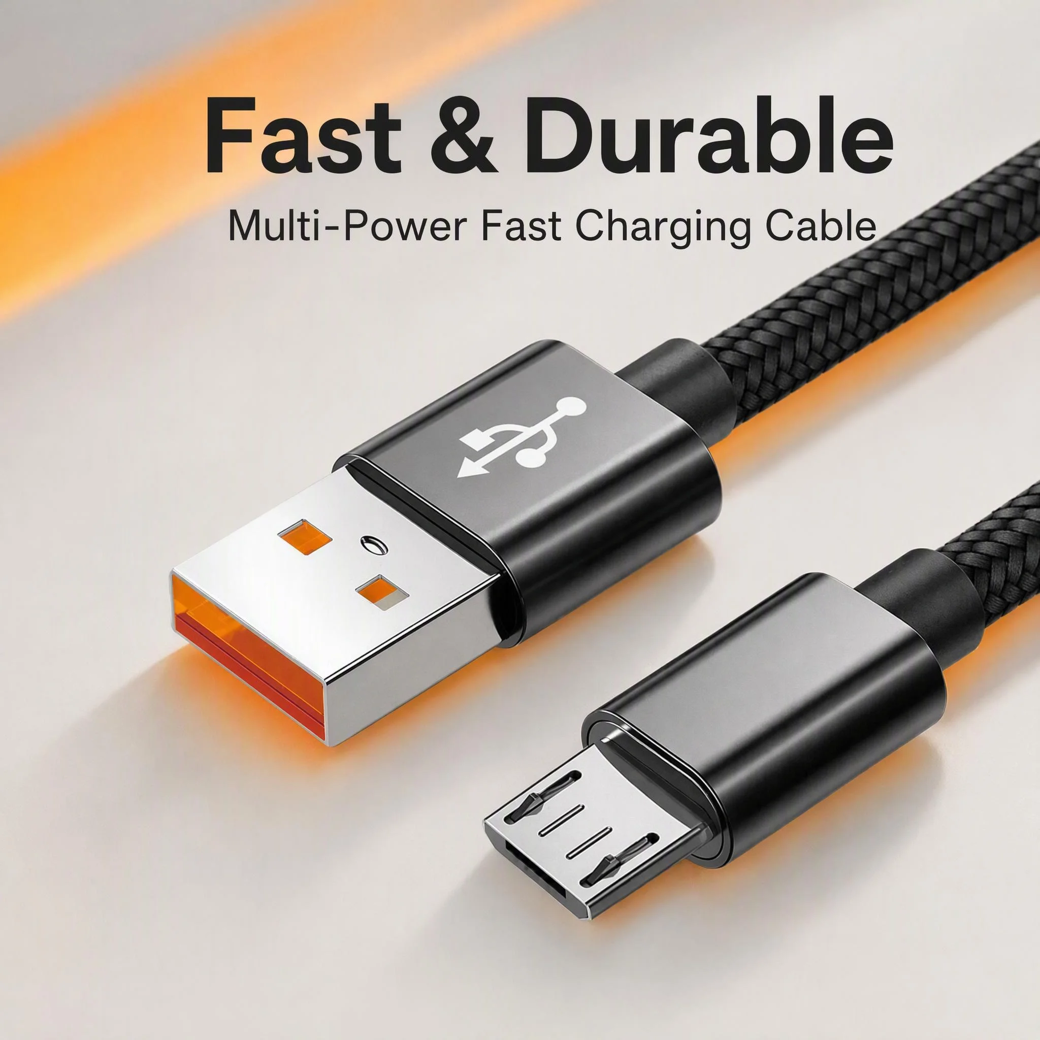 Multi-Power Fast Charging Braided Data Cable, Micro USB/Type-C Options for All Android Devices