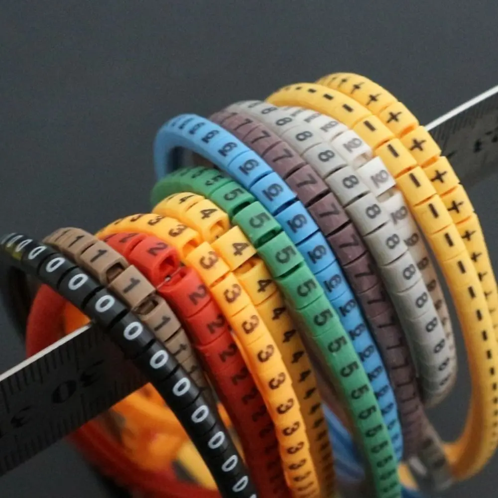 PVC 번호 튜브 배선 식별 1.5 제곱 밀리미터 다색 케이블 마커 슬리브 0-9 숫자 와이어 라벨 와이어 케이블