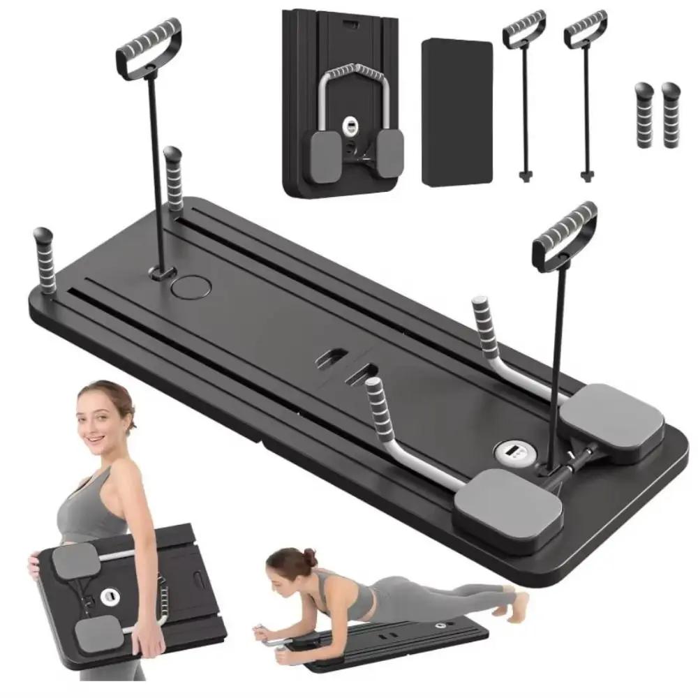 Tabla de ejercicios abdominales para Fitness, tóner para piernas y brazos con cuerda de tensión, tabla de rebote automática de realce plegable, portátil