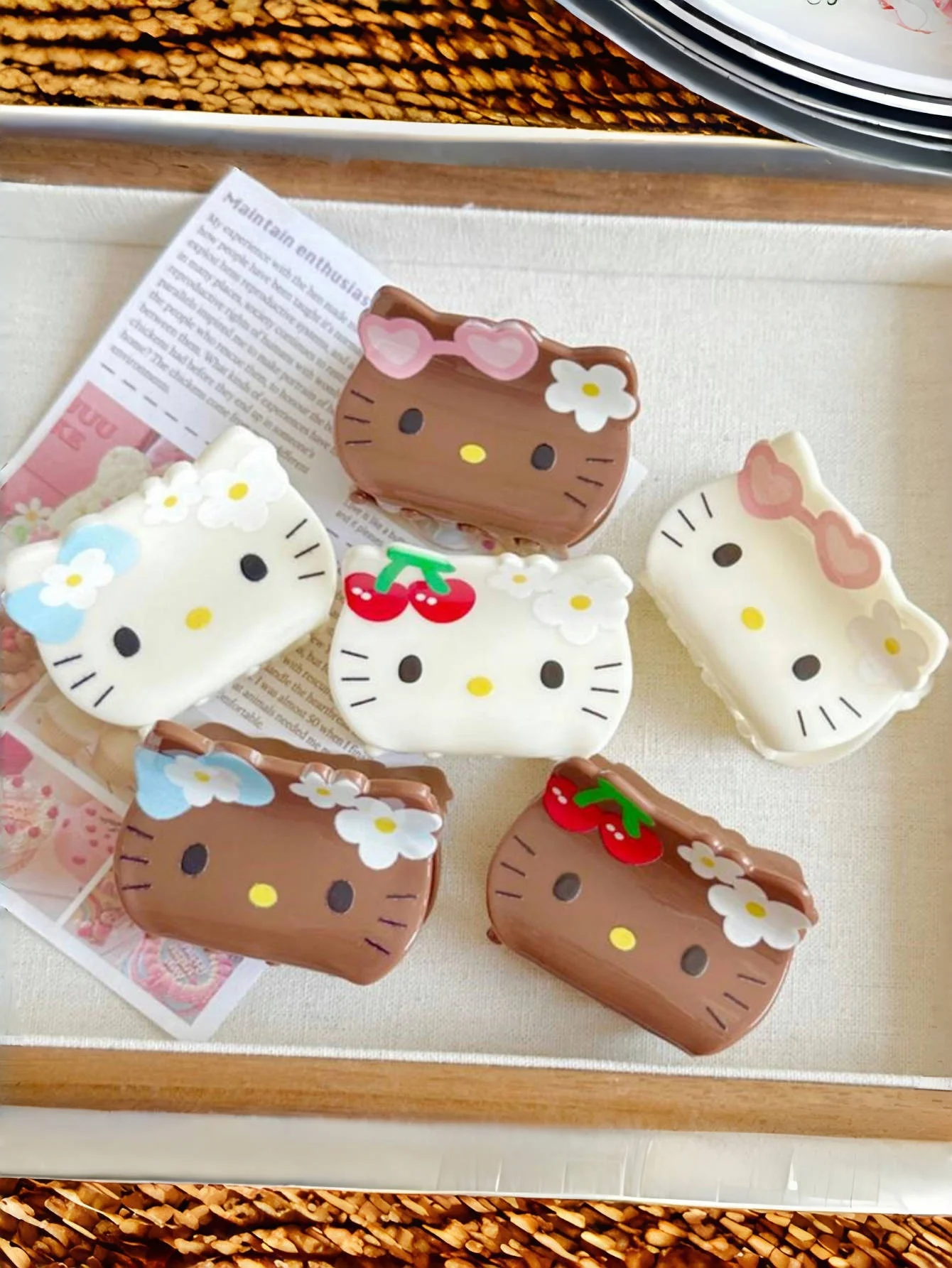 1 szt. Akrylowy klips do włosów Sanrio Hello Kitty Melody, urocze akcesoria do włosów z kreskówek, modne ozdoby do włosów