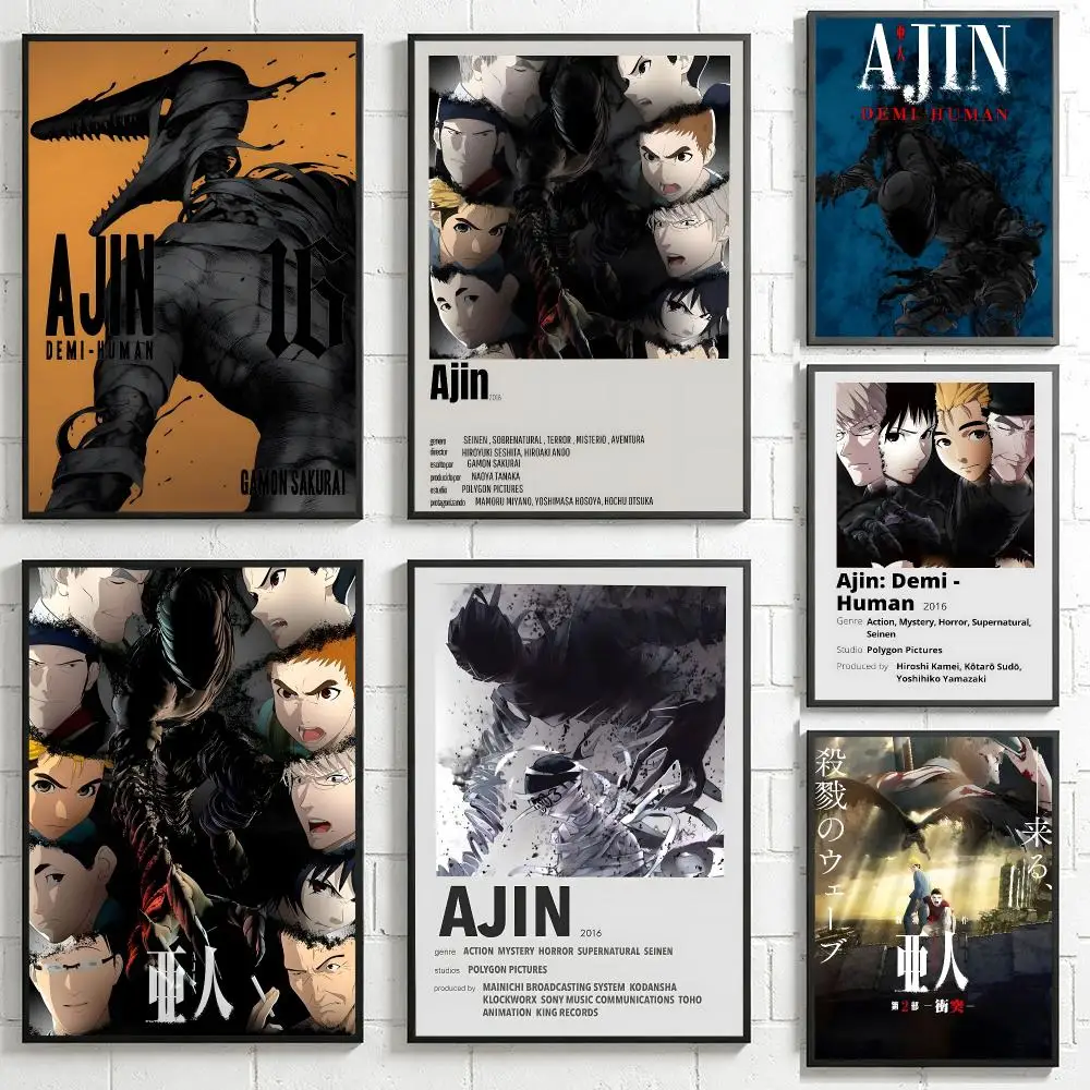 anime Ajin Poster HD Poster Retro Industrial Style Suitable for Living Room Bar Corridor and Gift Giving
