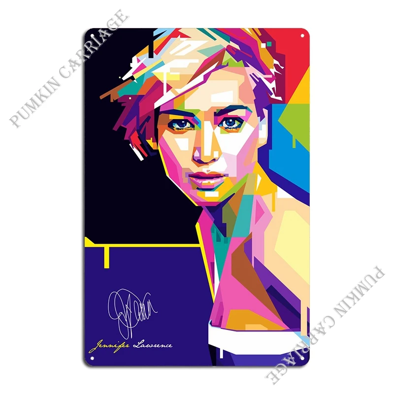 Jennifer Lawrence Fanart Metal Plaque Poster Club Party Retro Living Room Sign Tin Sign Poster