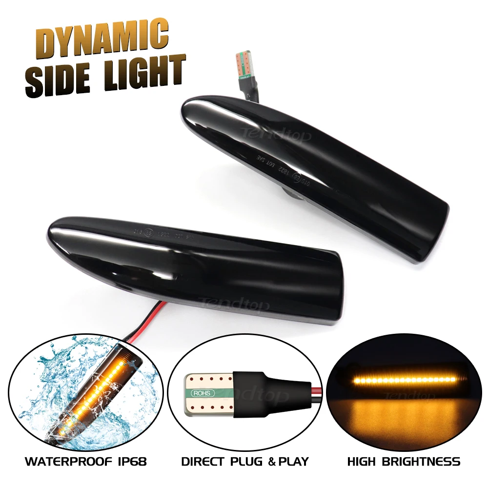 2PCS Dynamic LED Side Marker Light For Jaguar X-TYPE 2002 2003 2004 2005 2006-2009 Arrow Turn Signal Blinker Indicator Lamp