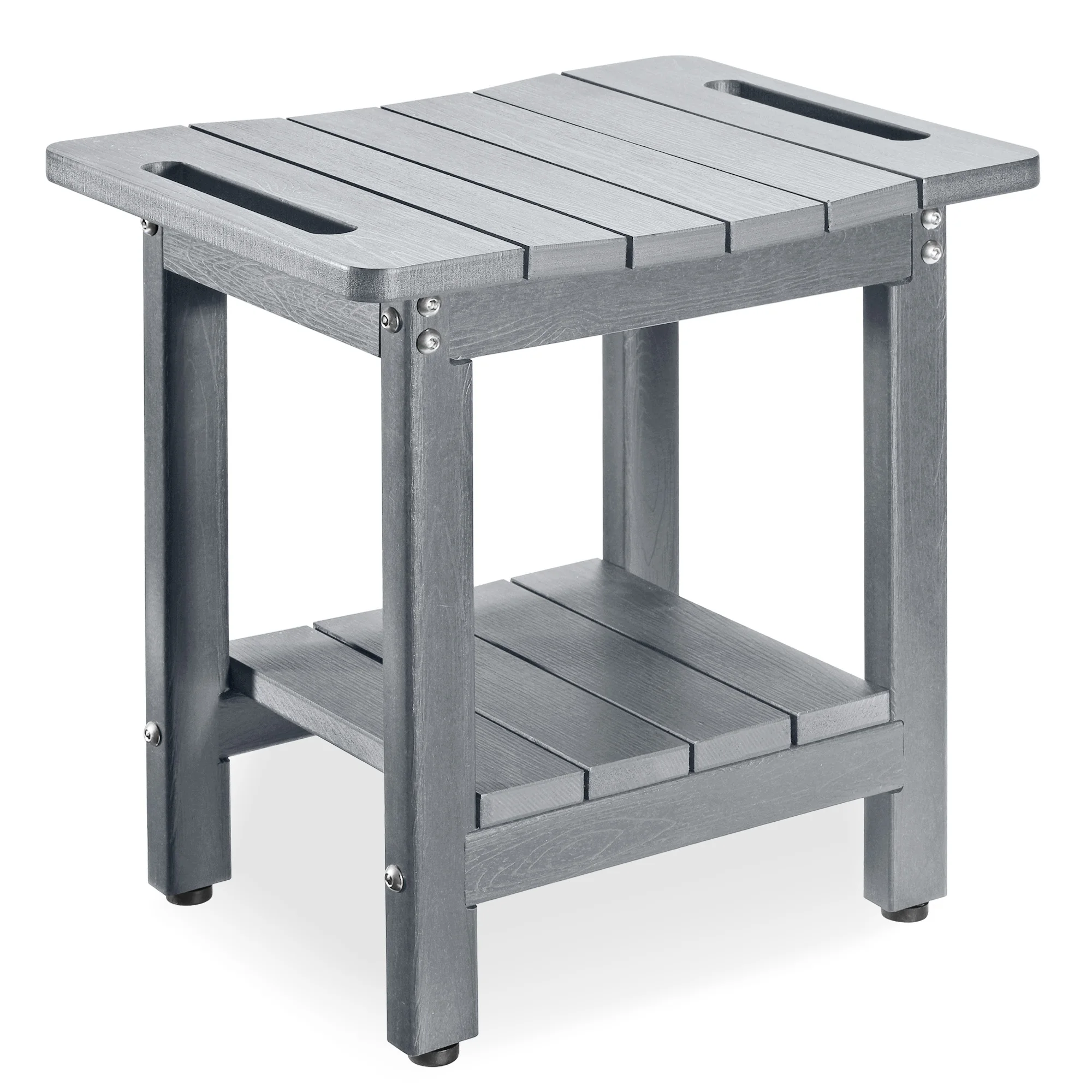 HDPE Fishing Stools for Inside Shower – Waterproof, Durable Fishing Chair and Stool for Adults – Complete with Storage Shelf & Adjustable Feet – Supports 300 lbs for Bathroom & Bathtub, Gray