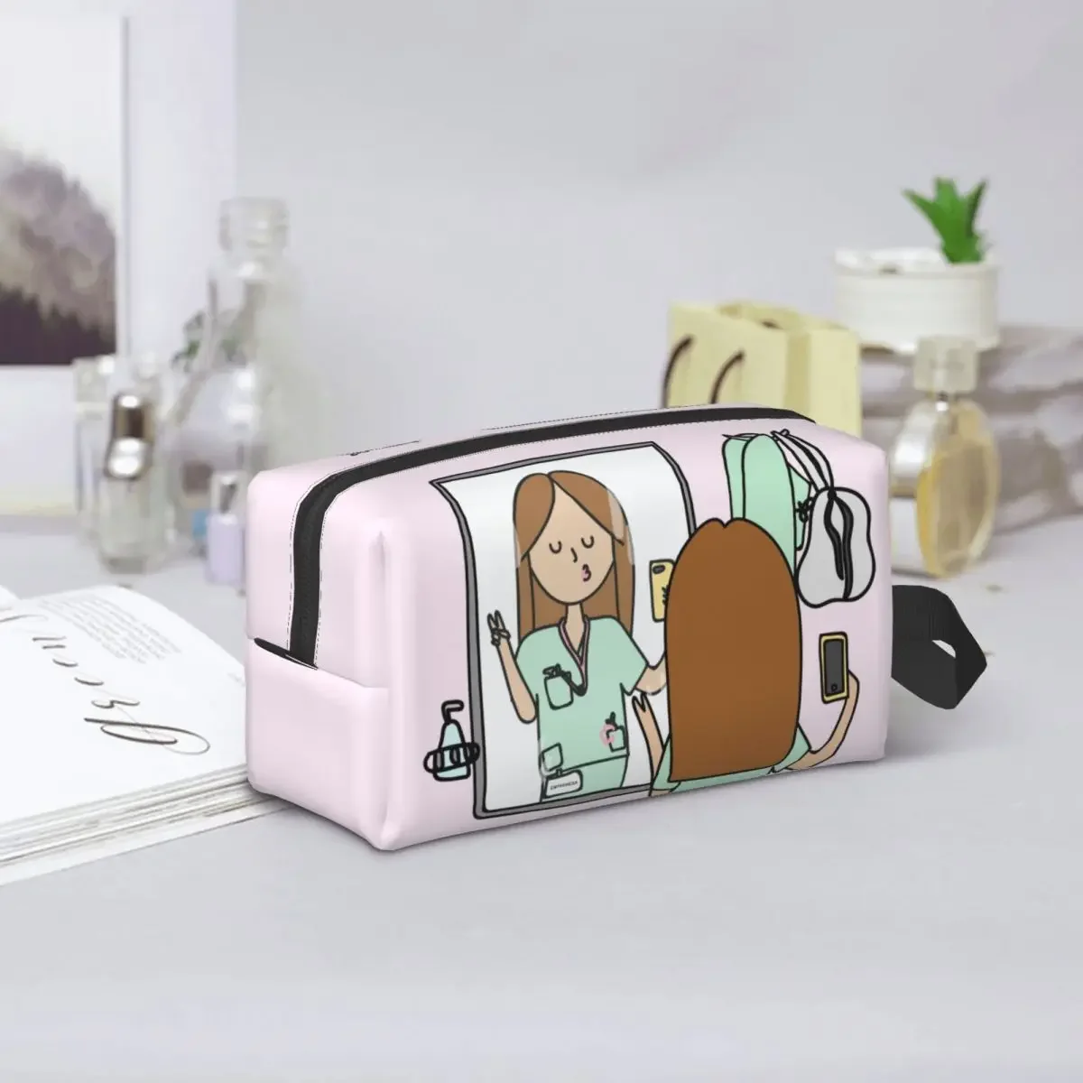 Borsa da toilette personalizzata per infermiera divertente Donna Assistenza sanitaria Medici infermieristici Organizzatore di trucchi cosmetici