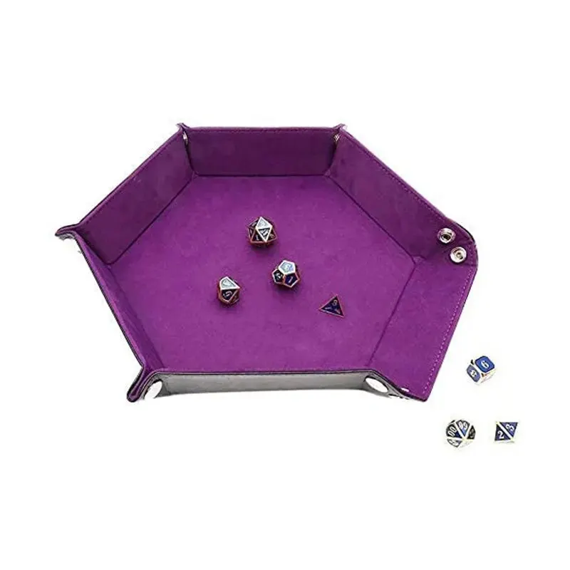 1pc Hexagonal Dice Tray and Miscellaneous Storage Box Board Game Dice Tray Accessories Leather Dice Tower