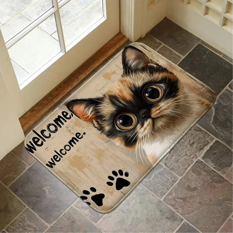 Non Slip Bathroom Rug with Cute Cat Paw Prints Washable 7MM Soft Mat for Home Decor