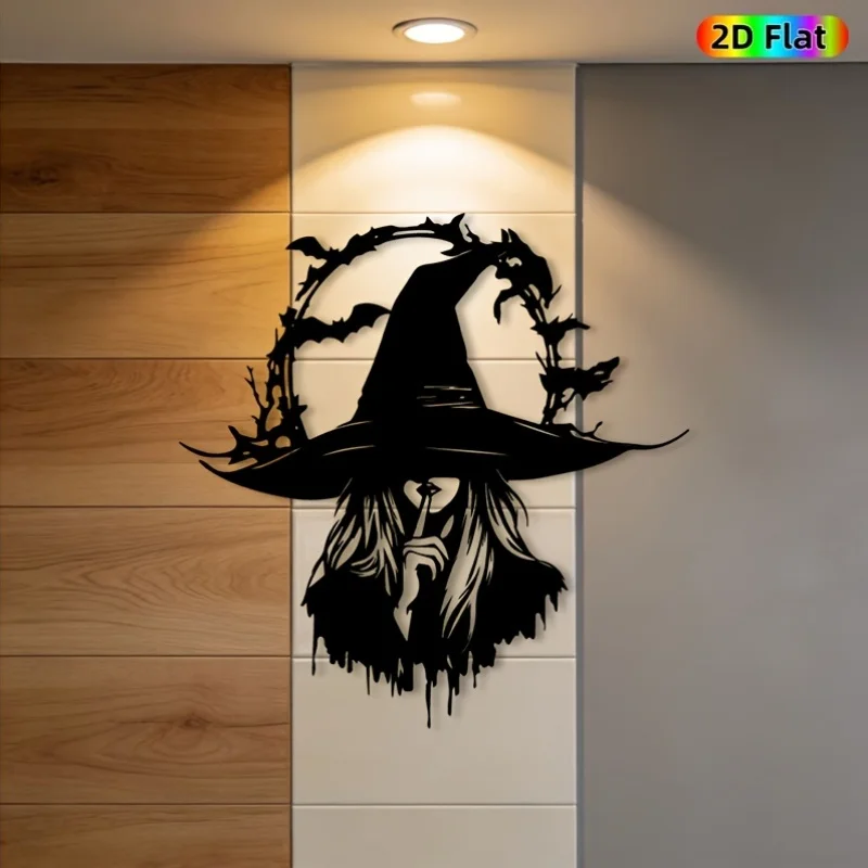 Witchcraft Enthusiast Metal Wall Art, Rustproof Iron Mural for Bare Wall or Fence, Gothic Home Decor Gift for Dark Fantasy Lover