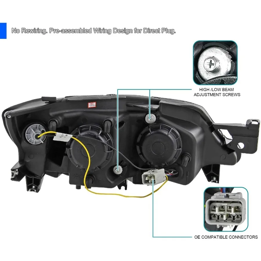 Faros delanteros LED de proyector de humo negro brillante compatibles con Subaru Impreza Outback Sport 2008-2011 Subaru Impreza WRX 2008-2014