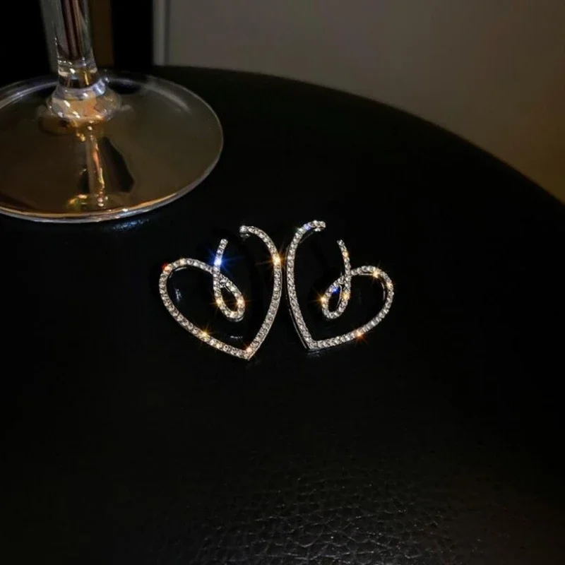 2023 New Trendy Heart Shape Big Hoop Earrings for Women Classic Hollow Stainless Steel Dangle Earring Personality Jewelry Gift