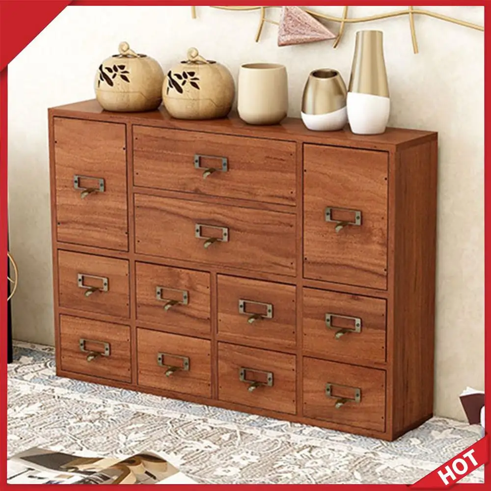 

12 Drawer Wooden Apothecary Cabinet Tabletop Storage Box Small Stationery Storage Rack for Bedroom Organization Storage