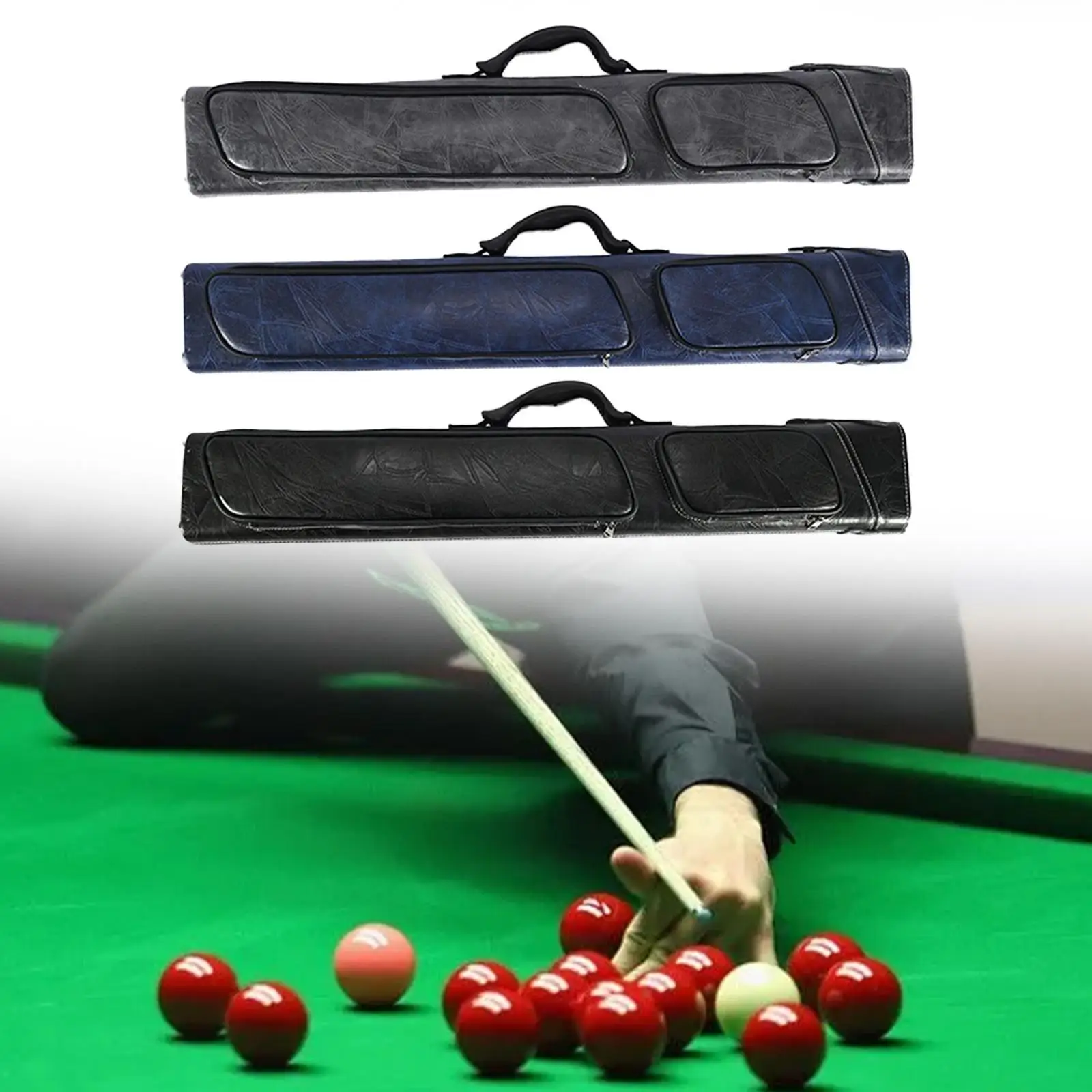 Billard-Stick-Tragetasche, Snooker-Queue-Aufbewahrungstasche, 1/2 Queue-Koffer, Behälter, 7 Löcher, Queue-Tasche, Tragetasche, Pool-Queues-Schutz