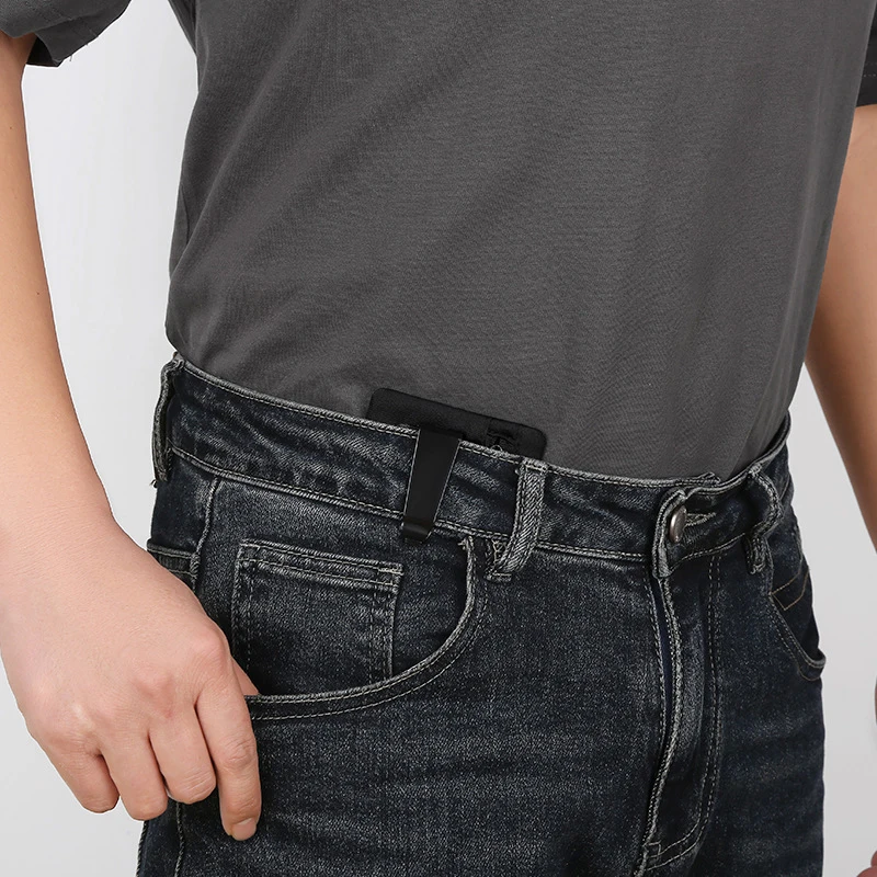 1 шт. мини-кошелек для монет, простой тканевый чехол с застежкой-молнией и зажимом для ремня, неплетеный RFID-блокирующий органайзер для денег для наличных и монет