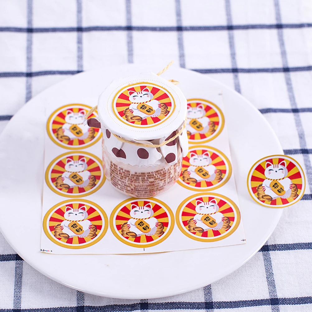 

Lucky Cat Stickers Creative Festival Decor Gift Bag Sealing Sticker For Candy Snack Packaging Strong Adhesive